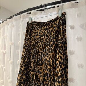 Halogen Black and Brown Animal Print Midi Skirt